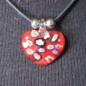 Fashion Jewelry Glass Heart Necklace NWOT